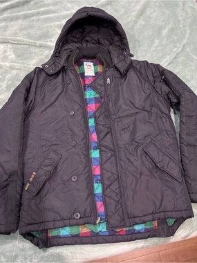 Triple Five Soul Men's Black Hooded Puffer with Colorful Quilted Lining